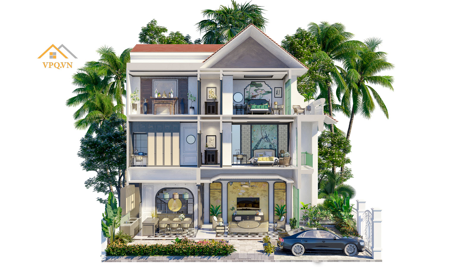 Mặt cắt biệt thự tứ lập Sun Tropical Village